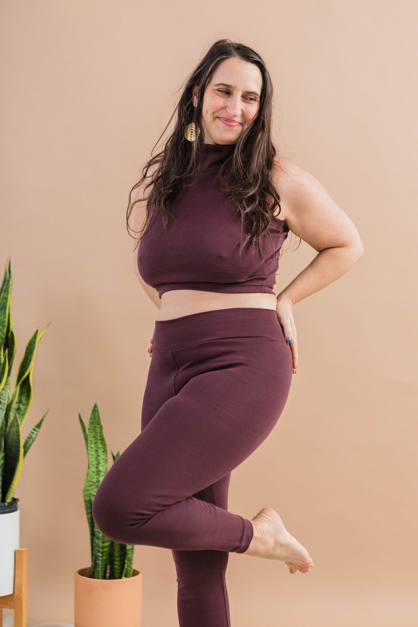 Raya Leggings - Organic rib lycra leggings - solid thick stretchy organic cotton leggings in earthy colors