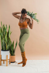 Raya Leggings - Organic rib lycra leggings - solid thick stretchy organic cotton leggings in earthy colors