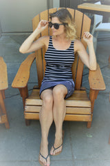 striped tank top dress - organic cotton stripes -mini dress