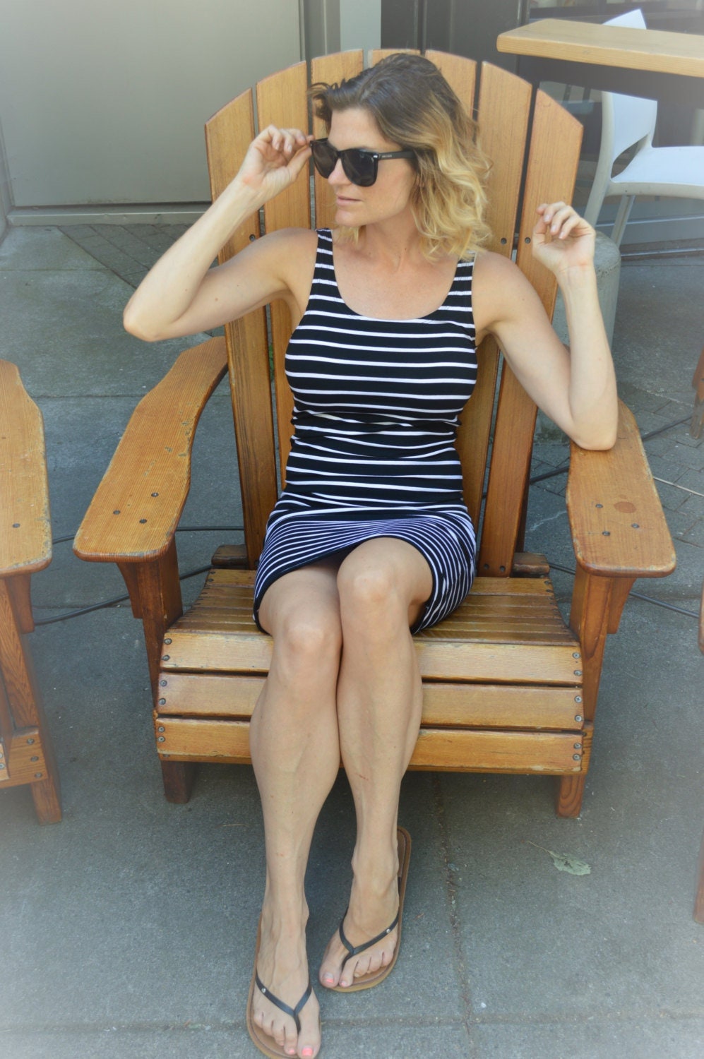 striped tank top dress - organic cotton stripes -mini dress