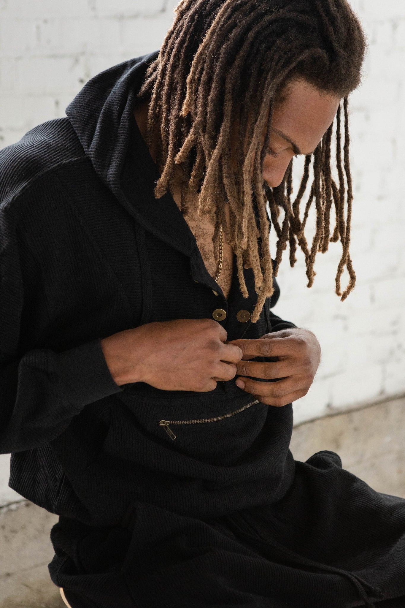 Snap Hoodie - Hooded Sweatshirt with Magnet Snaps and Zipper Pocket made from Organic Cotton