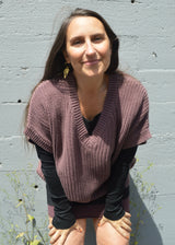 Viva Vest - Organic cotton oversized sweater vest - thick cotton v neck sweater with short sleeves