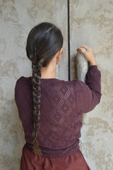 Diamonte Sweater Wrap - organic cotton wrap sweater with diamond lace knit - tie sweater