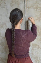 Diamonte Sweater Wrap - organic cotton wrap sweater with diamond lace knit - tie sweater