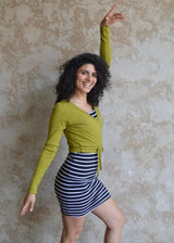 Colibrí Wrap Sweater - organic cotton wrap lightweight wrap around sweater - tie around full sleeve v neck sweater