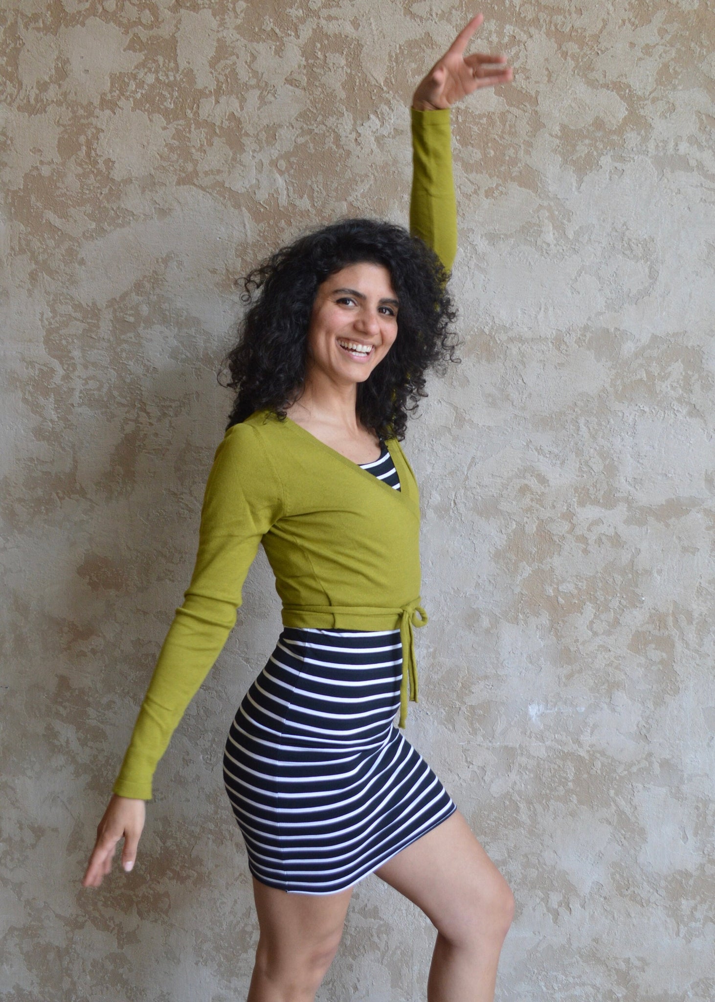Colibrí Wrap Sweater - organic cotton wrap lightweight wrap around sweater - tie around full sleeve v neck sweater