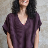 Viva Vest - Organic cotton oversized sweater vest - thick cotton v neck sweater with short sleeves