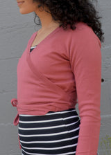 Colibrí Wrap Sweater - organic cotton wrap lightweight wrap around sweater - tie around full sleeve v neck sweater