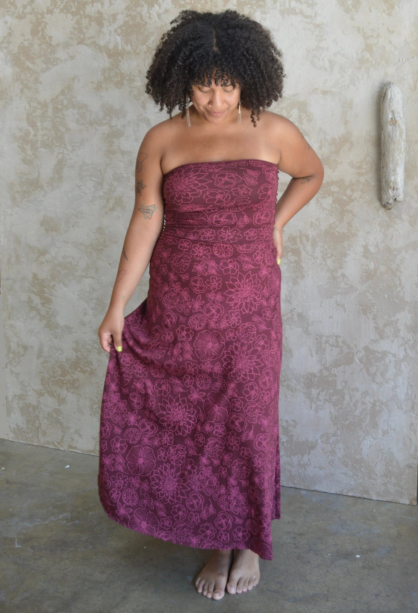 Las Flores Freedom Skirt / Dress - organic cotton printed convertible skirt and dress - floral screen print
