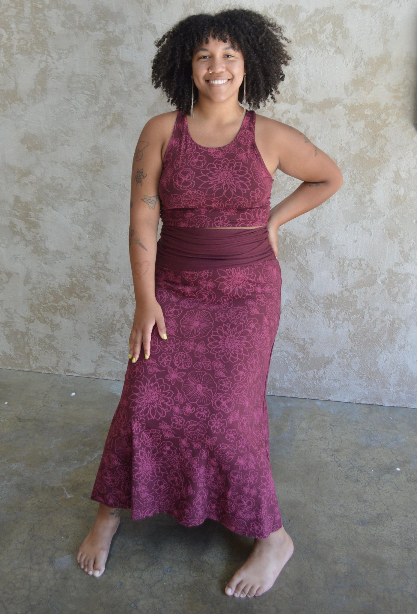 Las Flores Freedom Skirt / Dress - organic cotton printed convertible skirt and dress - floral screen print