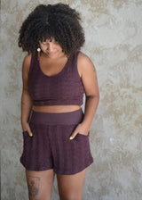 Diamond Knit Shorts - Organic cotton sweater knit shorts with pockets - earth colors