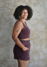 Diamond Knit Shorts - Organic cotton sweater knit shorts with pockets - earth colors