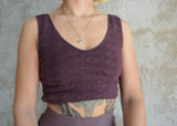 Diamond Knit Crop Top - Organic cotton sweater knit crop top fully lined - stretchy soft v-neck