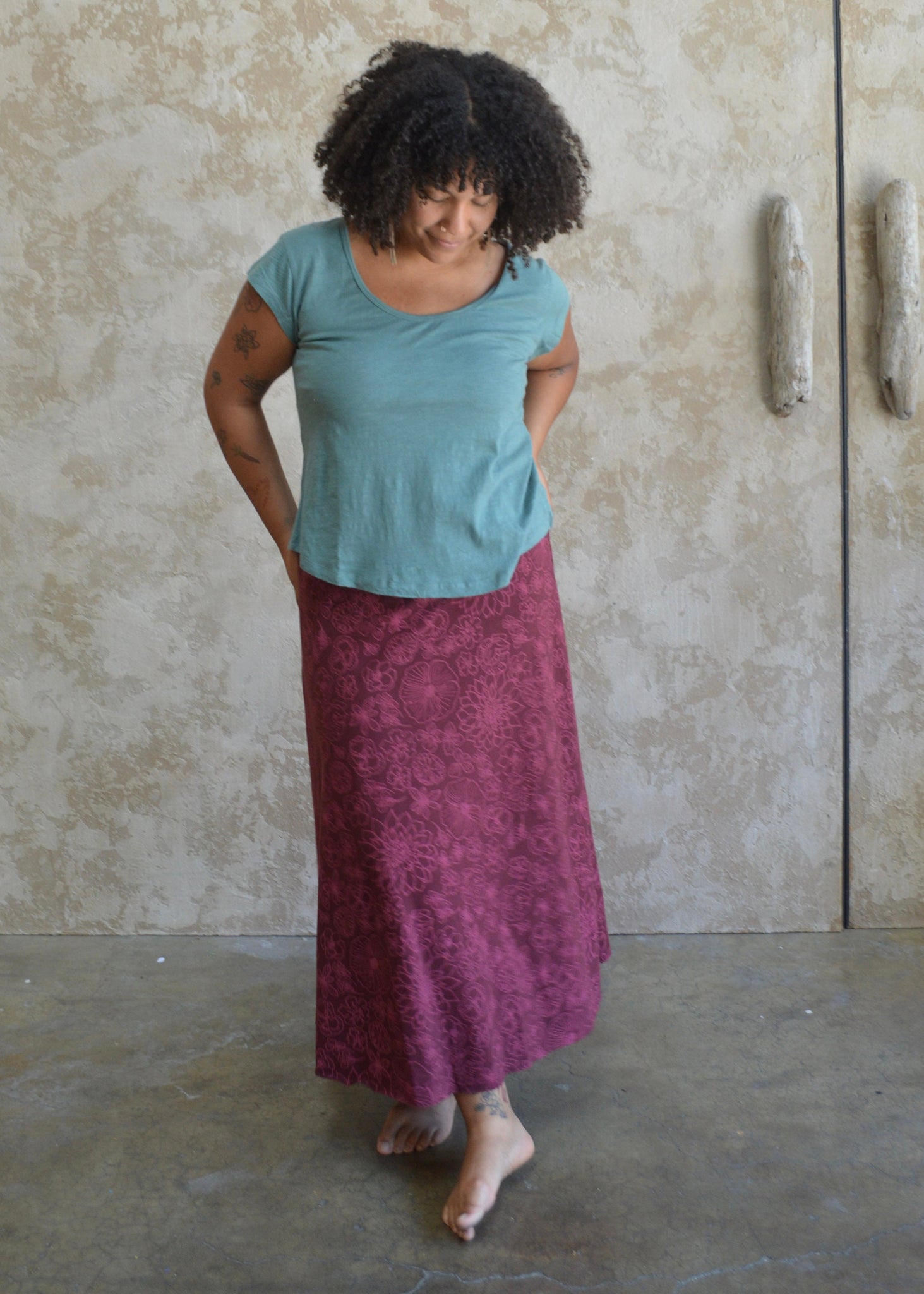 Las Flores Freedom Skirt / Dress - organic cotton printed convertible skirt and dress - floral screen print