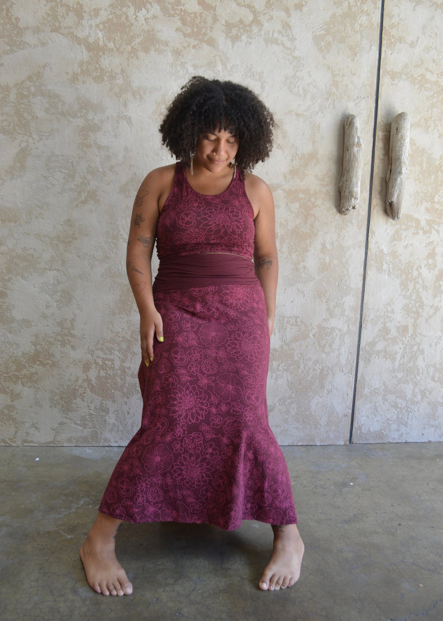 Las Flores Freedom Skirt / Dress - organic cotton printed convertible skirt and dress - floral screen print
