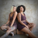 Diamond Knit Sweater Set - Shorts and crop top set from organic cotton checkerboard diamond sweater knit - cotton sweater knit set