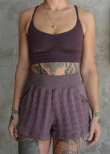 Diamond Knit Shorts - Organic cotton sweater knit shorts with pockets - earth colors
