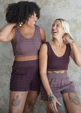 Diamond Knit Shorts - Organic cotton sweater knit shorts with pockets - earth colors
