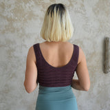 Diamond Knit Crop Top - Organic cotton sweater knit crop top fully lined - stretchy soft v-neck