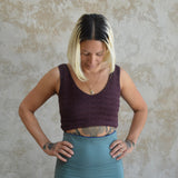 Diamond Knit Crop Top - Organic cotton sweater knit crop top fully lined - stretchy soft v-neck