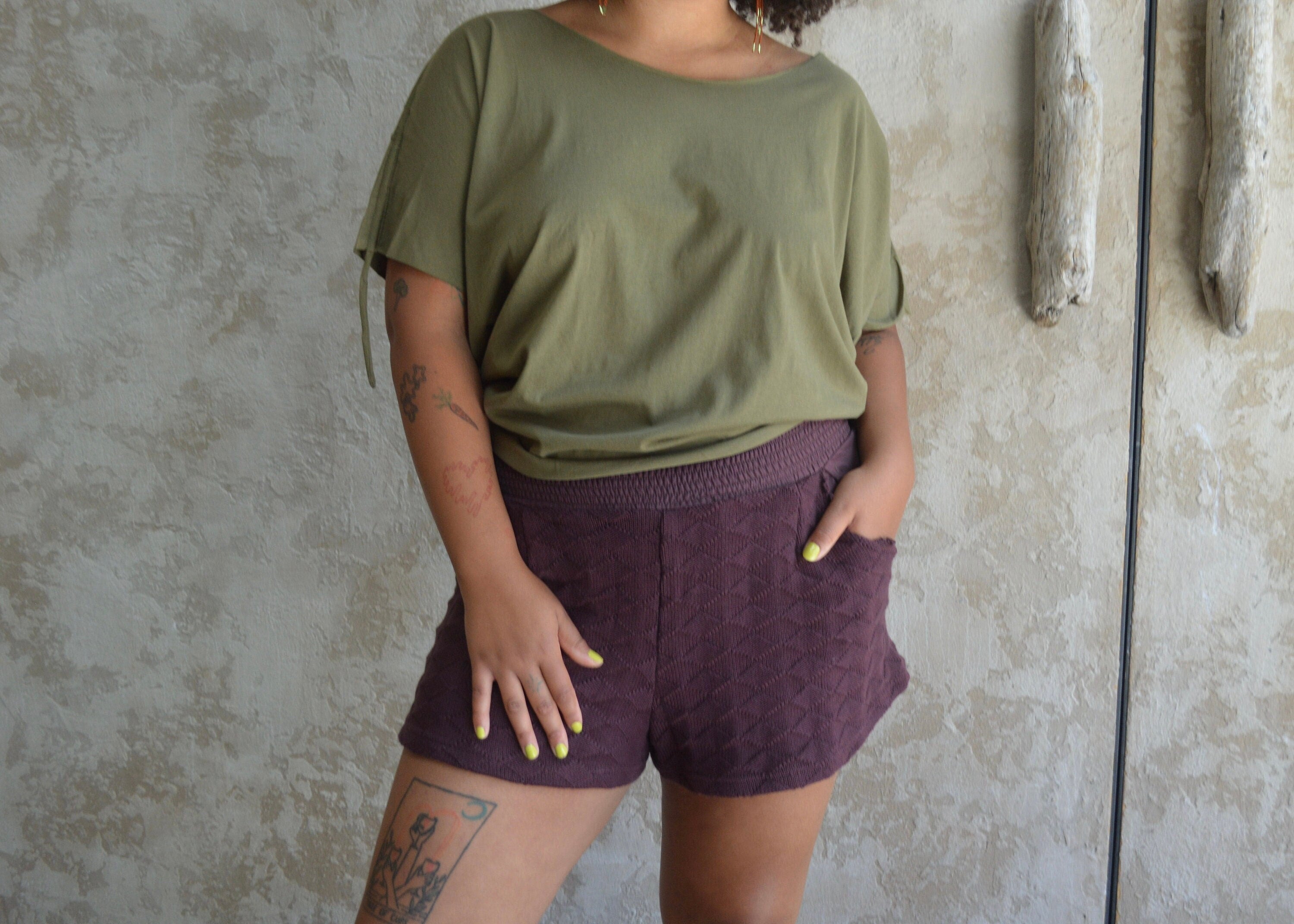 Diamond Knit Shorts Organic cotton sweater knit shorts with