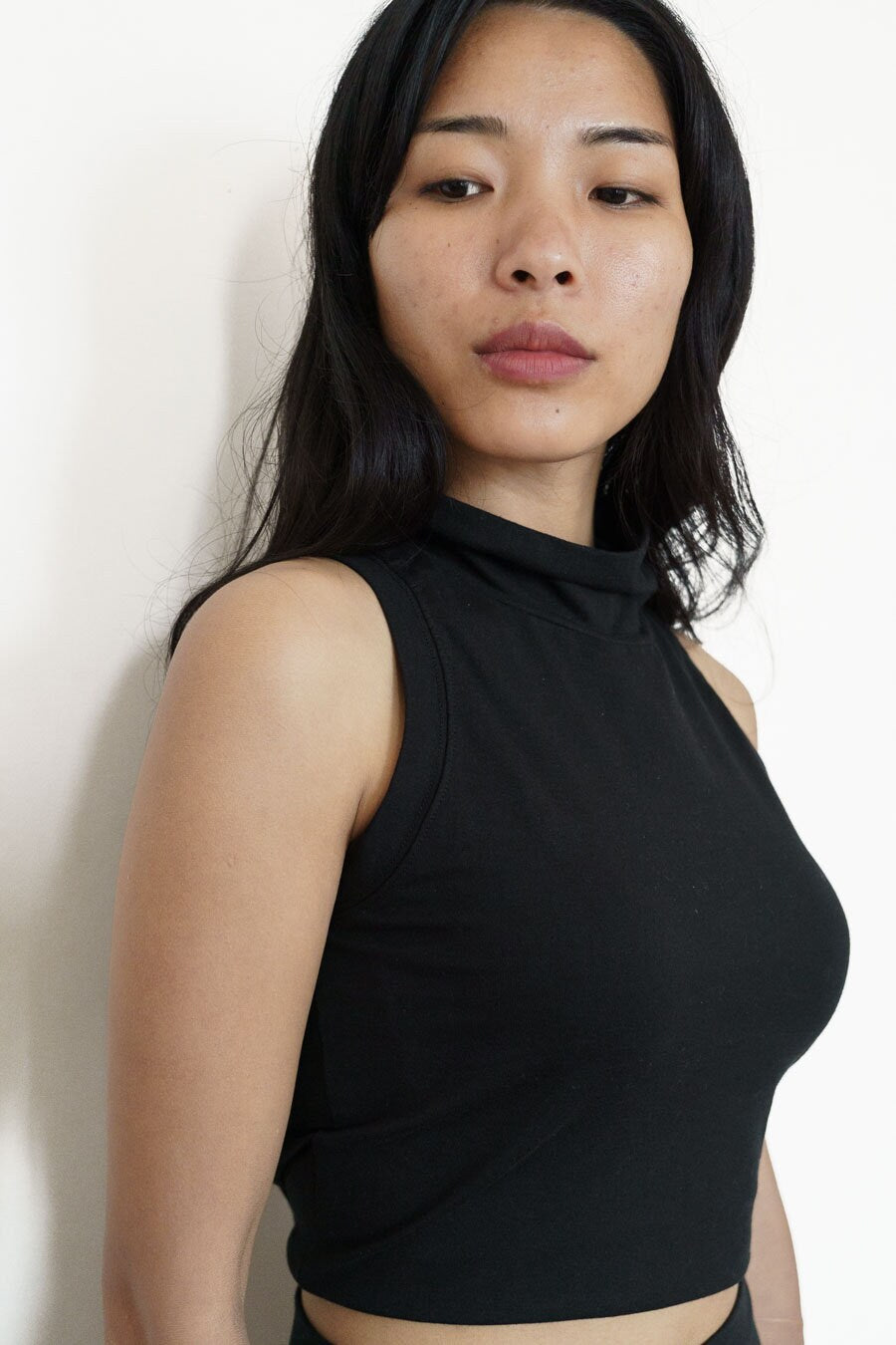 Sundara High Neck Crop Top - organic cotton racerback crop top with a turtleneck