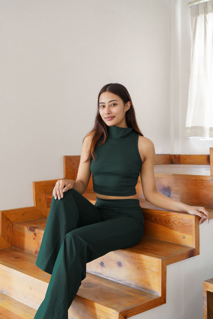 Organic cotton wide leg pants - high waist pants - Gaucho full length pants