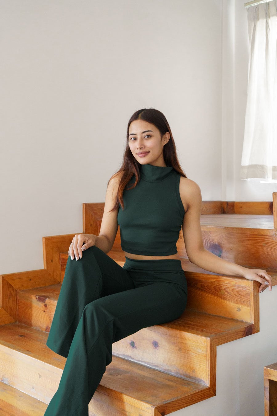Organic cotton wide leg pants - high waist pants - Gaucho full length pants