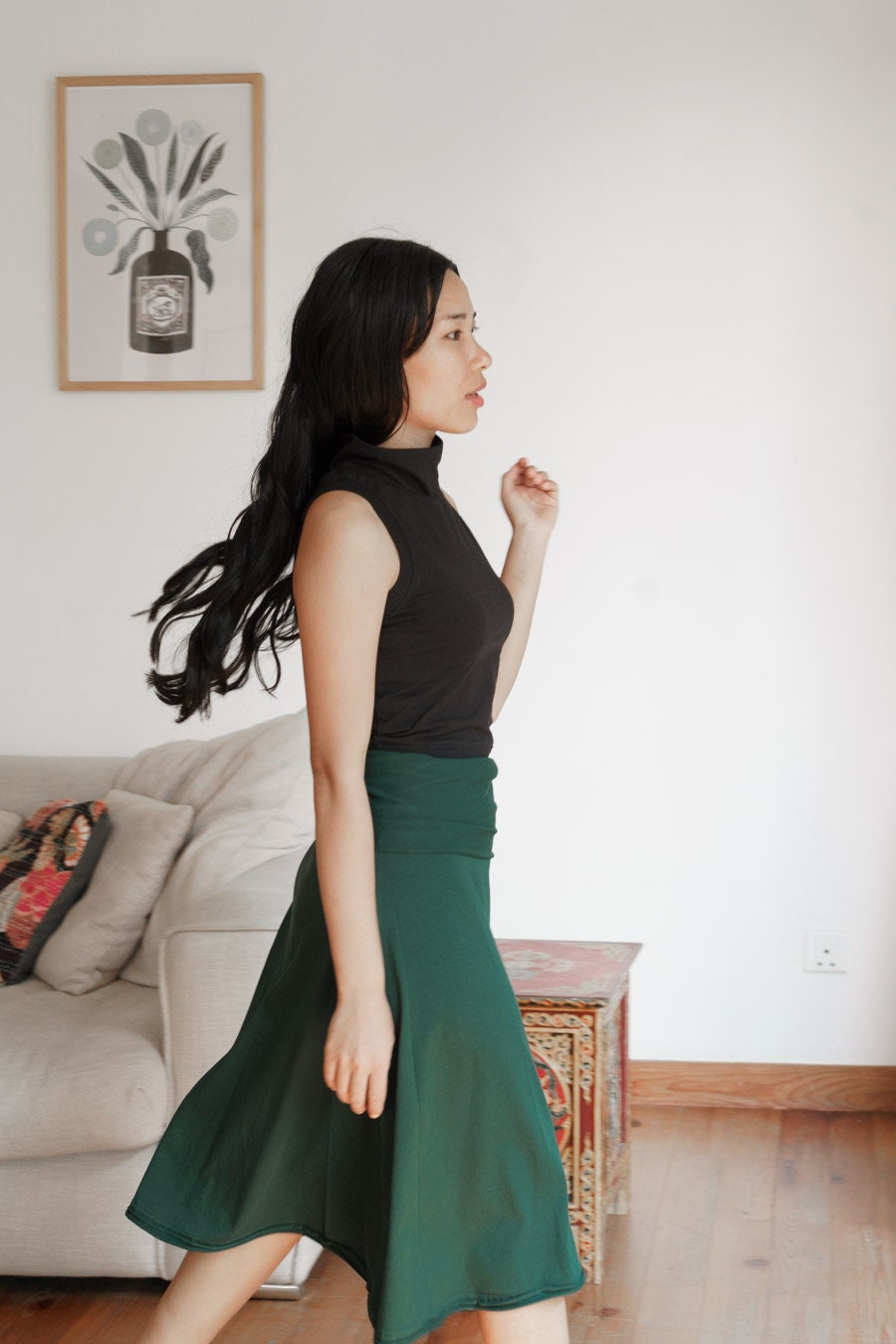 Bell Skirt- convertible skirt/dress - roll over waist skirt - organic cotton skirt