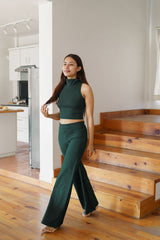 Organic cotton wide leg pants - high waist pants - Gaucho full length pants