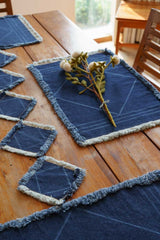 Stonewashed Denim Tableware - Placemats and Coasters - Organic Cotton Indigo dyed denim housewares
