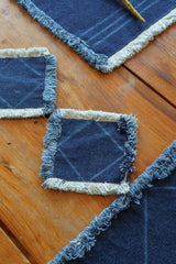 Stonewashed Denim Tableware - Placemats and Coasters - Organic Cotton Indigo dyed denim housewares