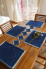 Stonewashed Denim Tableware - Placemats and Coasters - Organic Cotton Indigo dyed denim housewares