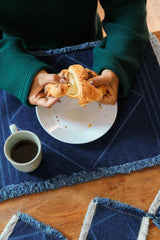 Stonewashed Denim Tableware - Placemats and Coasters - Organic Cotton Indigo dyed denim housewares