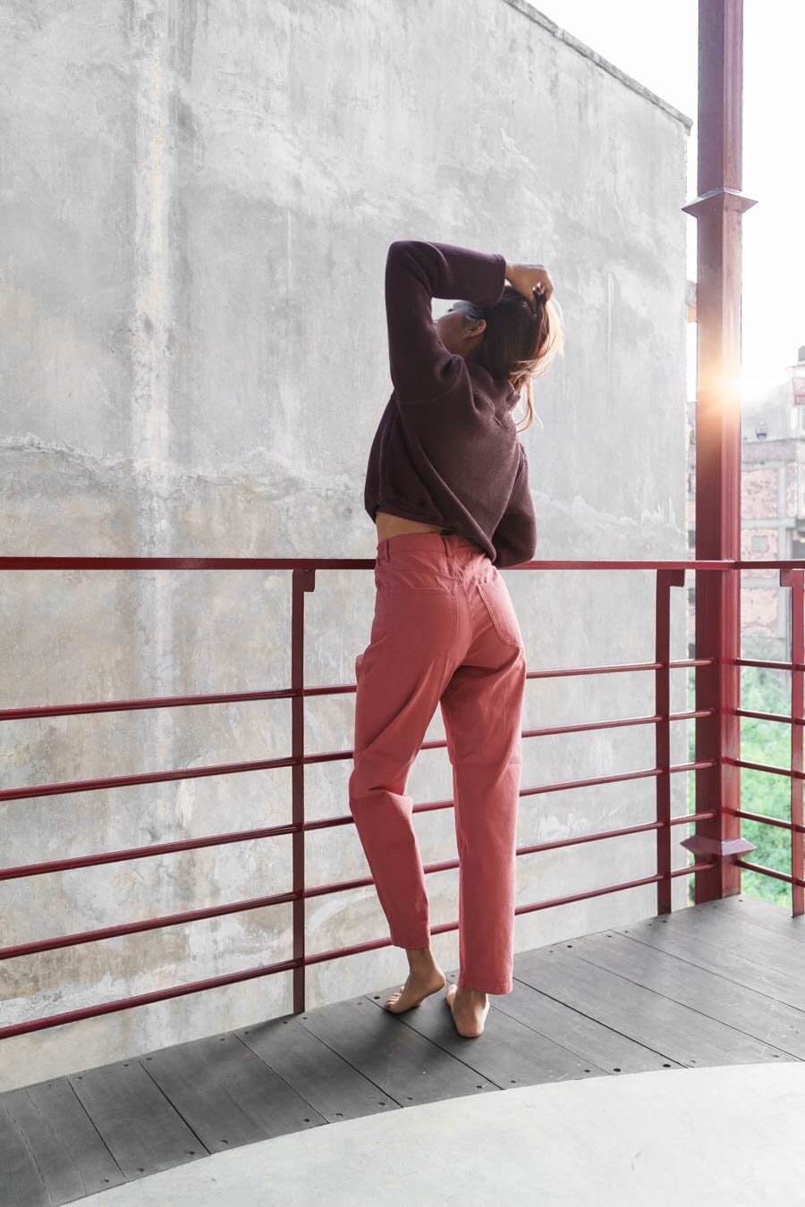 Twill Pants - High waisted cotton pants with pockets - comfortable trousers