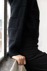 Checkerboard Sweater- 100% organic cotton sweater - natural fiber thick breathable sweater with checkerboard pattern