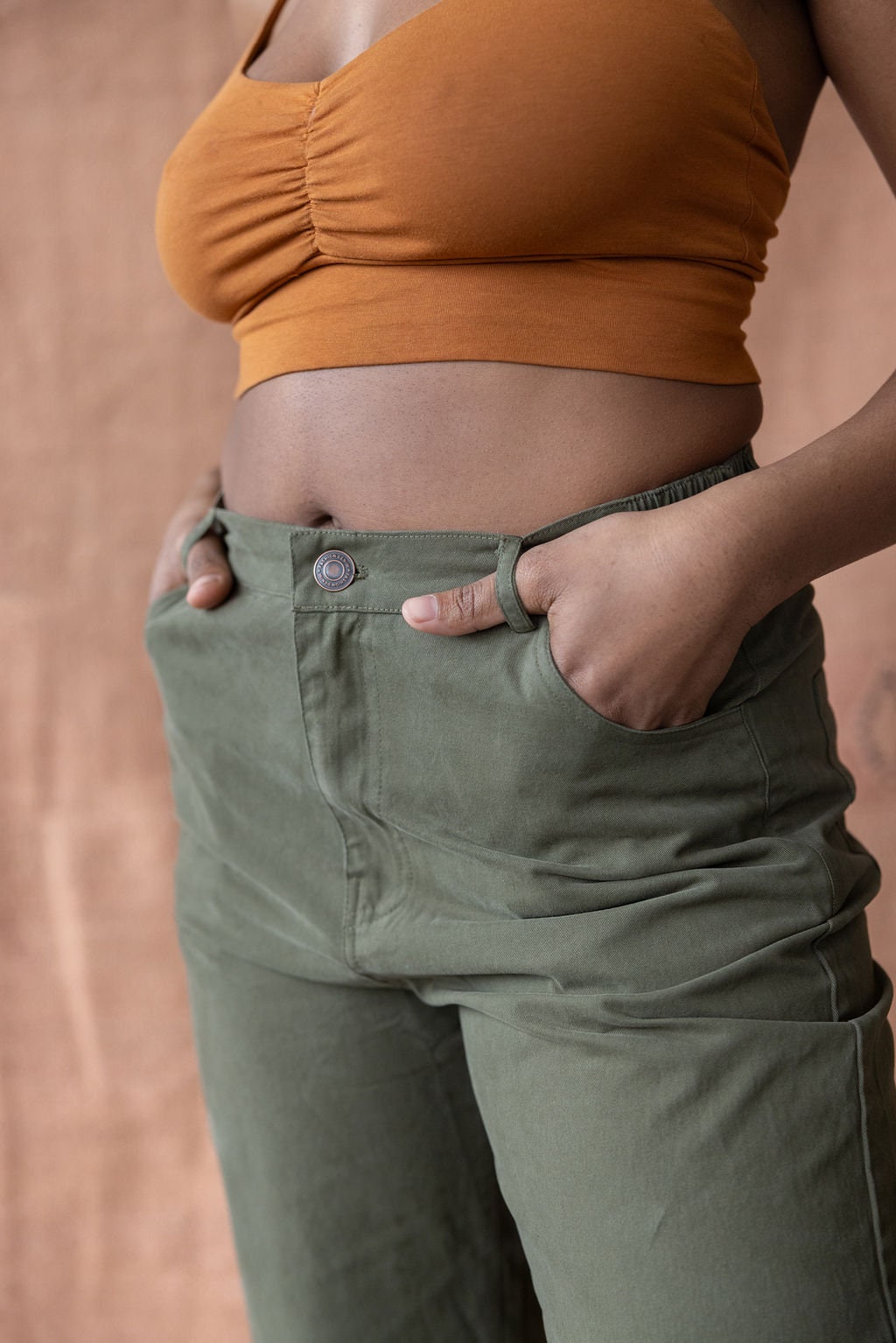 Twill Pants - High waisted cotton pants with pockets - comfortable trousers