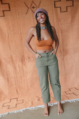 Twill Pants - High waisted cotton pants with pockets - comfortable trousers