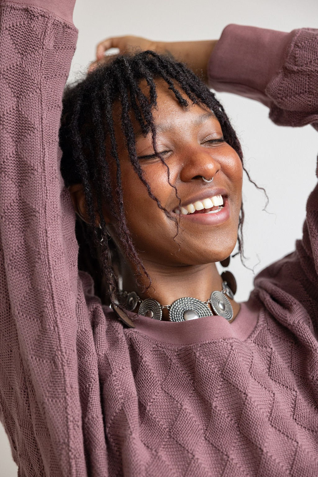 Diamond Dolman Sweater - organic cotton relaxed sweater with diamond knit