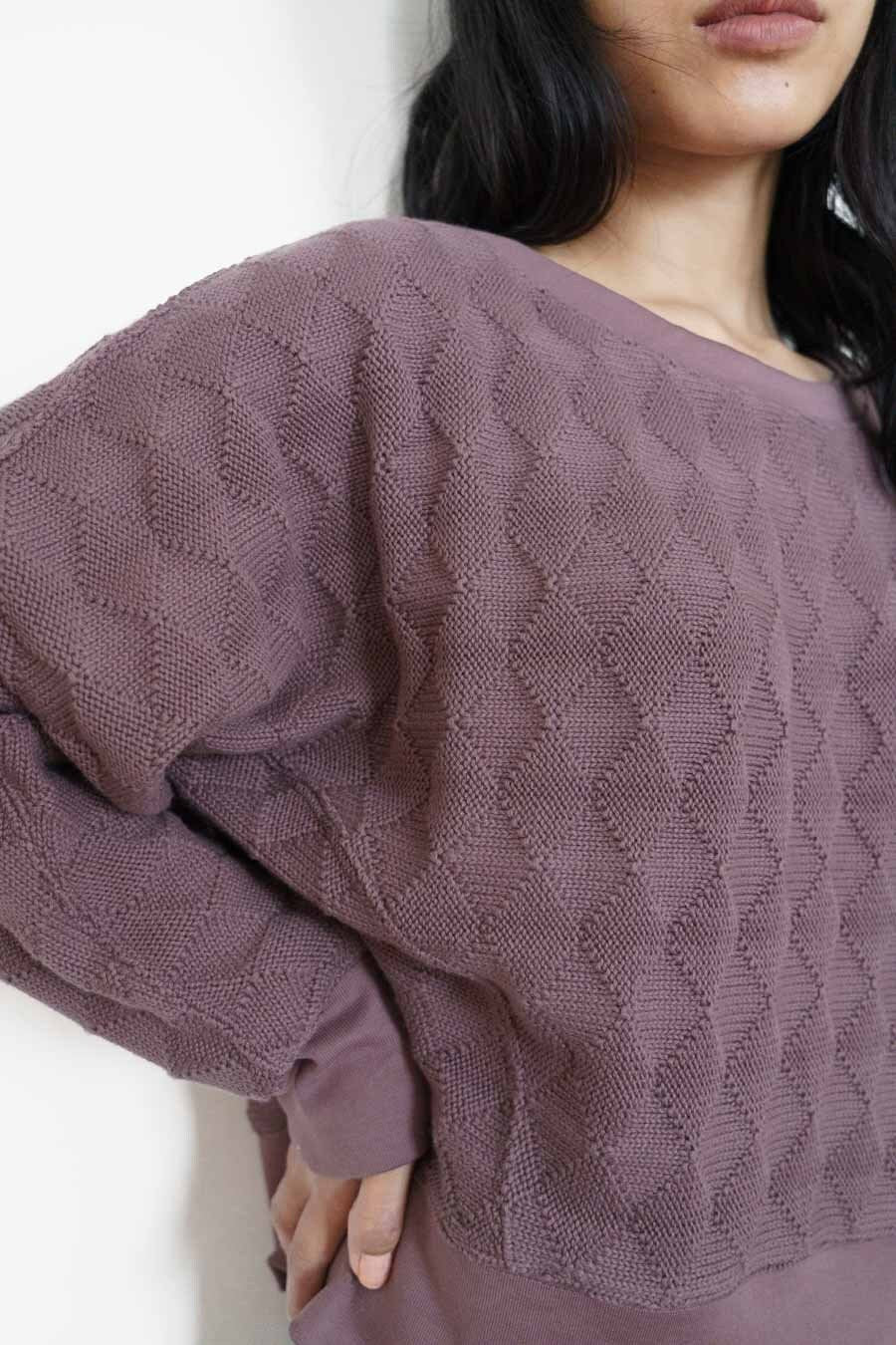 Diamond Dolman Sweater - organic cotton relaxed sweater with diamond knit