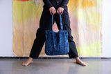 Stonewashed Denim Tote Bag - Organic Cotton Indigo Dyed Handle Bag - Jean Shopping Bag