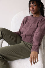 Checkerboard Sweater- 100% organic cotton sweater - natural fiber thick breathable sweater with checkerboard pattern