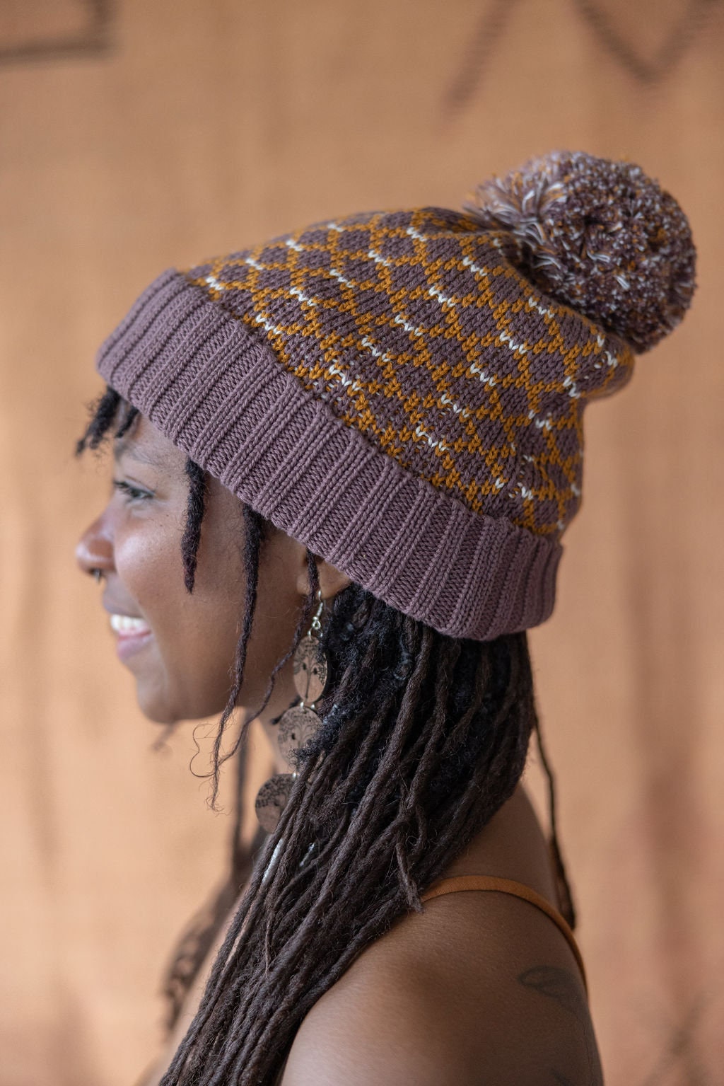 Hivemind Hat - Organic Cotton hat with pom pom - winter hat