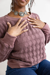 Diamond Dolman Sweater - organic cotton relaxed sweater with diamond knit