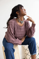Diamond Dolman Sweater - organic cotton relaxed sweater with diamond knit