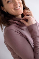 Maya Dress - turtleneck organic cotton fleece tunic dress with pockets - high neck cozy winter dress