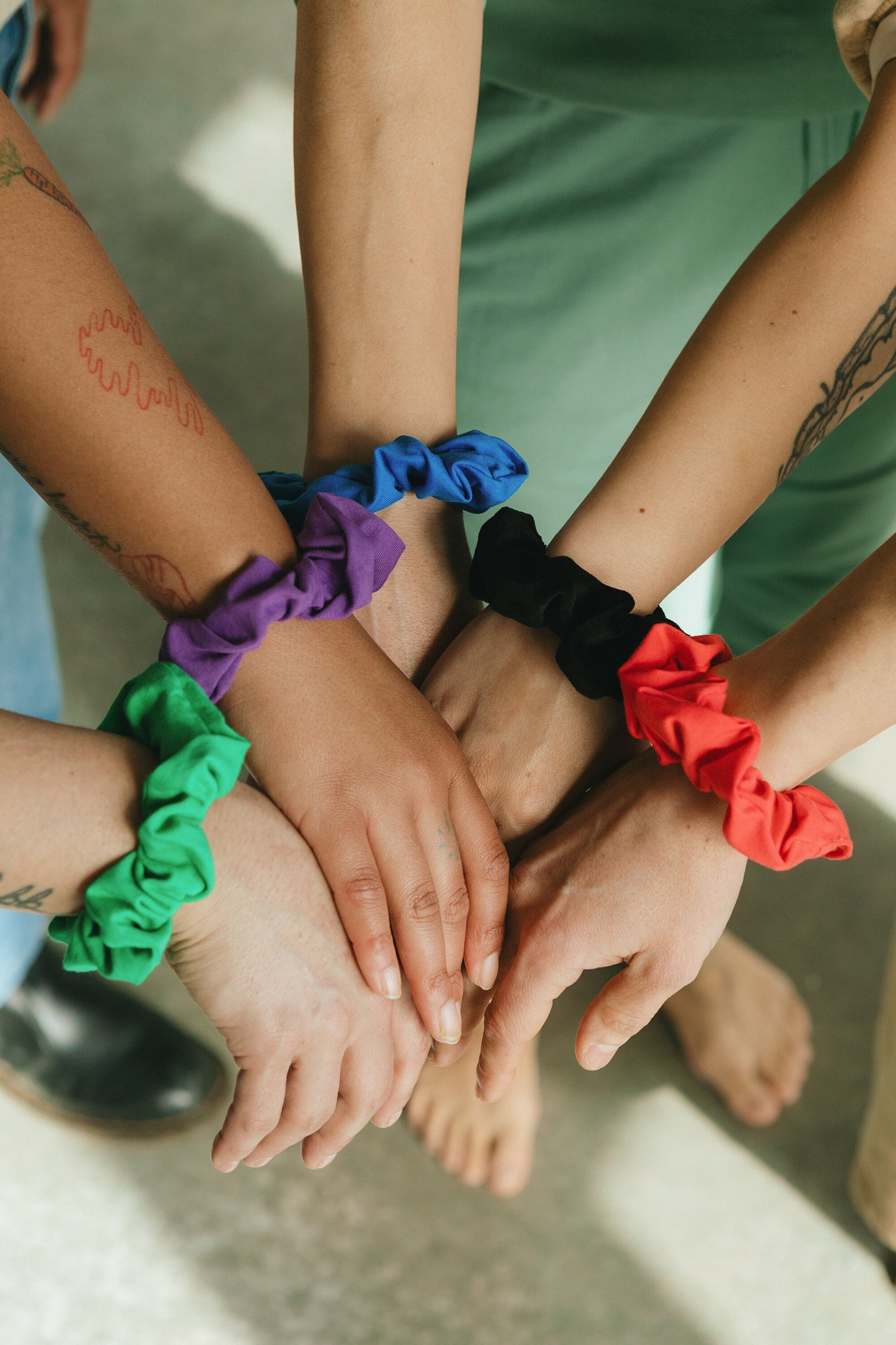 Neon Scrunchies Pack - 5 bold vibrant organic scrunchies - colorful hair ties