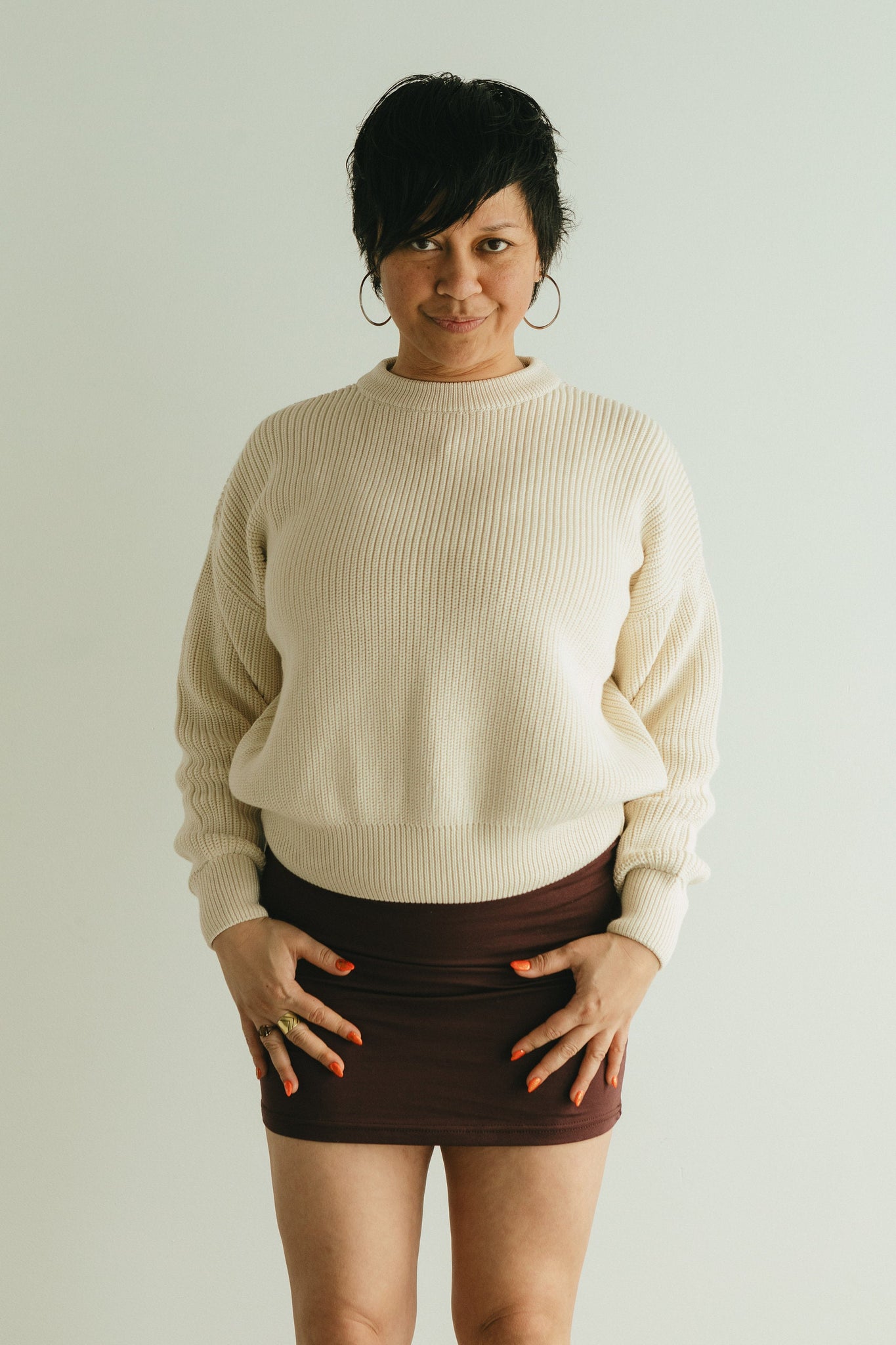 La Mágica Sweater - one hundred percent organic cotton one size fits so many round neck full sleeve sweater in earthy colors
