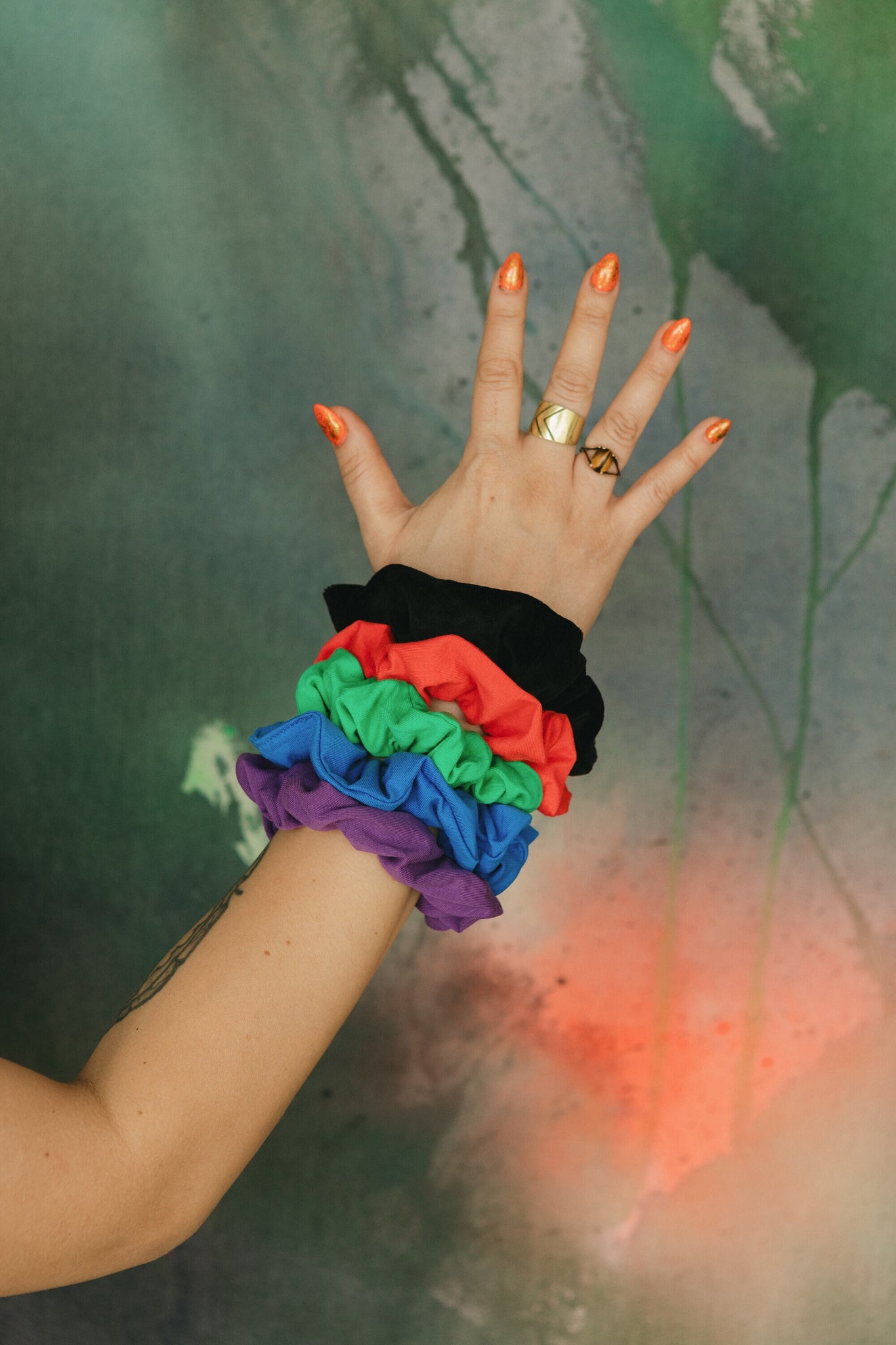 Neon Scrunchies Pack - 5 bold vibrant organic scrunchies - colorful hair ties
