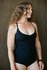 Organic Cotton Sleeveless Bodysuit: Alternative swimwear, Cross Back Straps, Thick Material